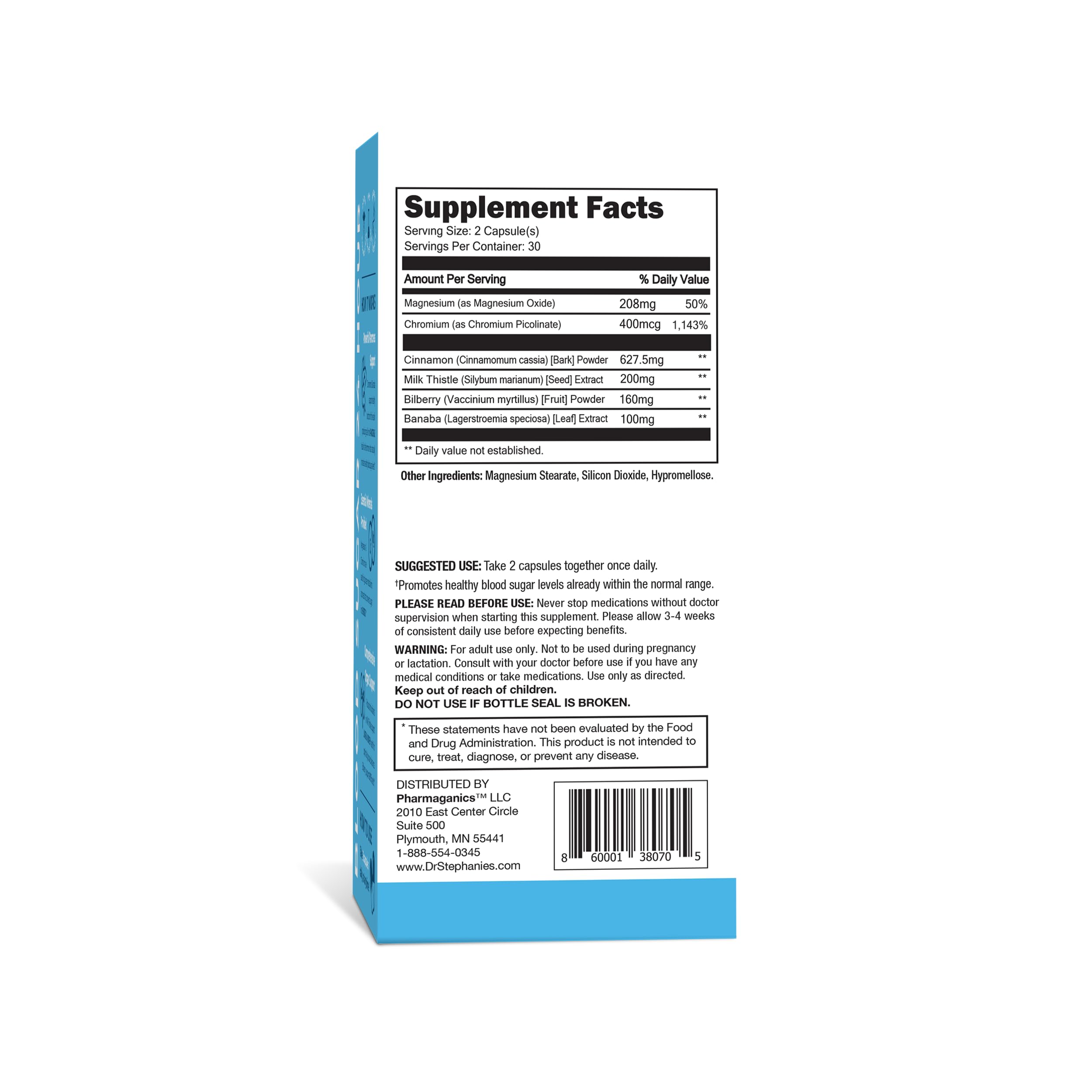 Pharmaganics Blood Sugar 24 Hour - 6 in 1 Formula with Cinnamon, Banaba, Chromium, Milk Thistle, & More - Once Daily Supplement PharmaganicsBuy Supplements Australia