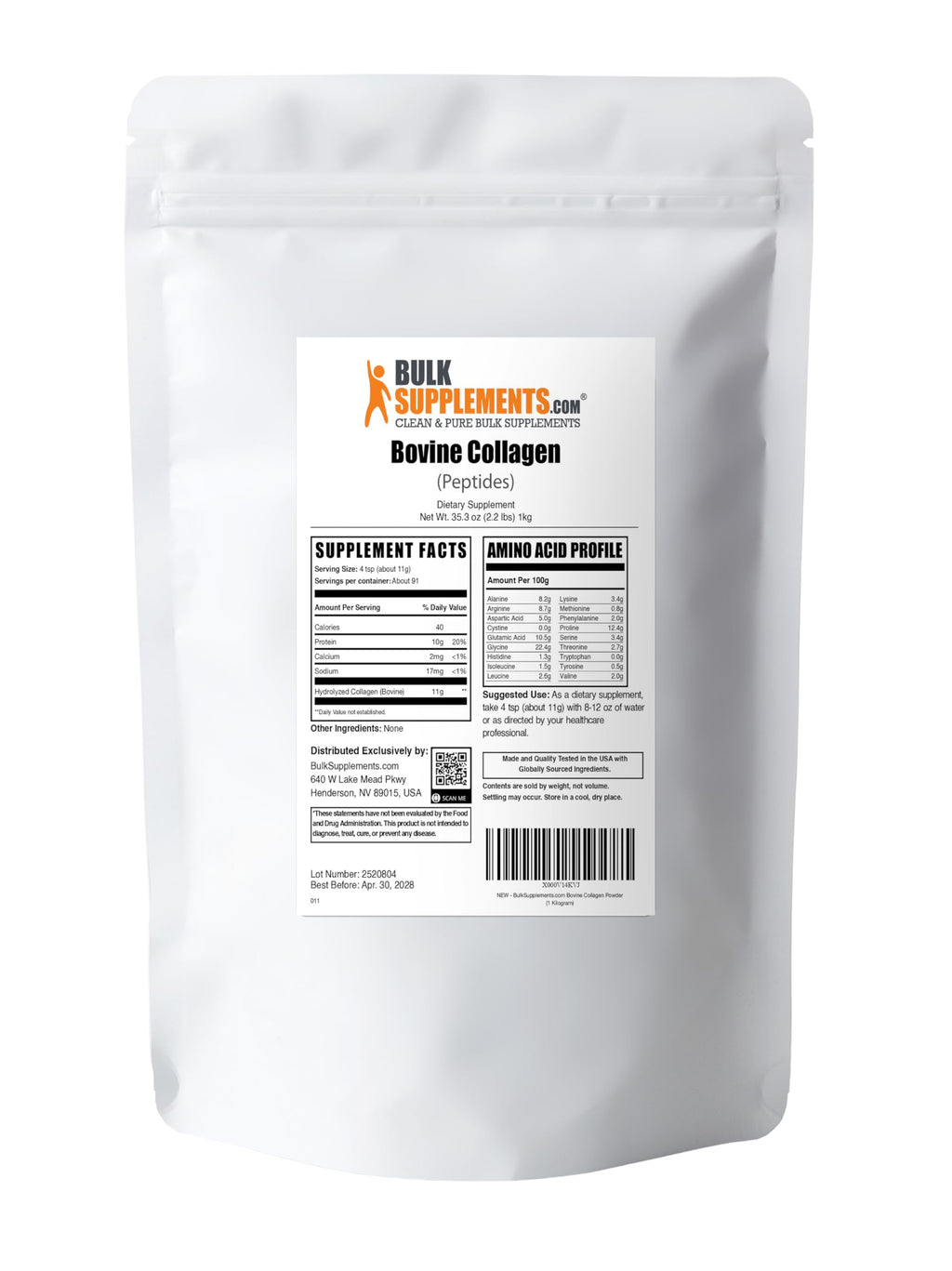 BulkSupplements.com Collagen Peptides Powder - Bovine Collagen Powder, Powdered Collagen Supplement - Hydrolyzed & Gluten Free, 11g per Serving, 1kg (2.2 lbs) (Pack of 1) BulkSupplementsBuy Supplements Australia