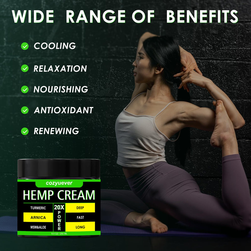 cozyuever 8.5 Oz Hemp Cream with Arnica, Menthol, Aloe, Emu Oil, Turmeric cozyueverBuy Supplements Australia
