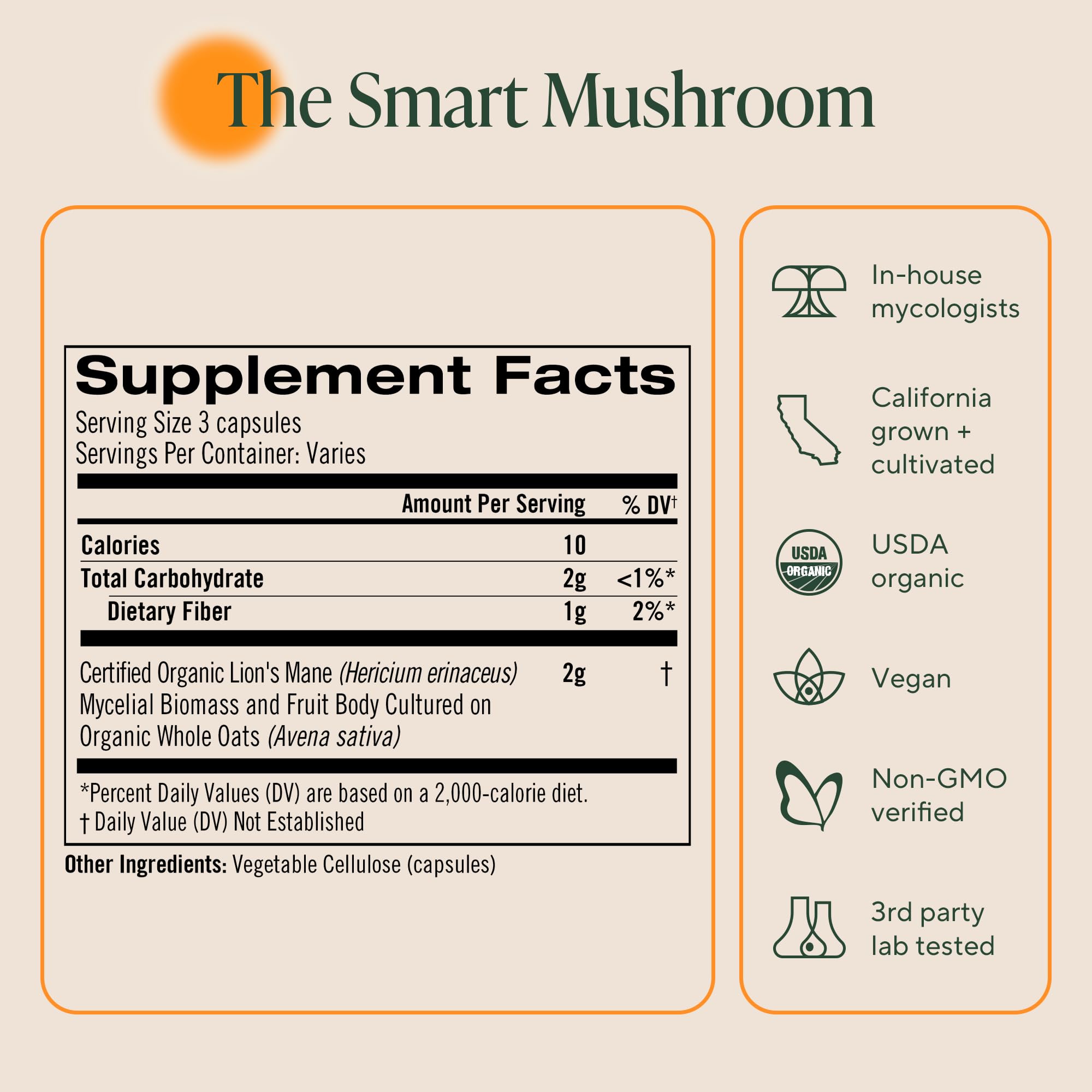 Om Lion’s Mane Mushroom Capsules - Organic Mushroom Supplement and Nootropic - Brain Supplements for Memory and Focus, 180 Count (60 Servings) OM MUSHROOM SUPERFOODBuy Supplements Australia