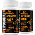 Two bottles of Rossylla Optimized NAD+ dietary supplements on a white background
