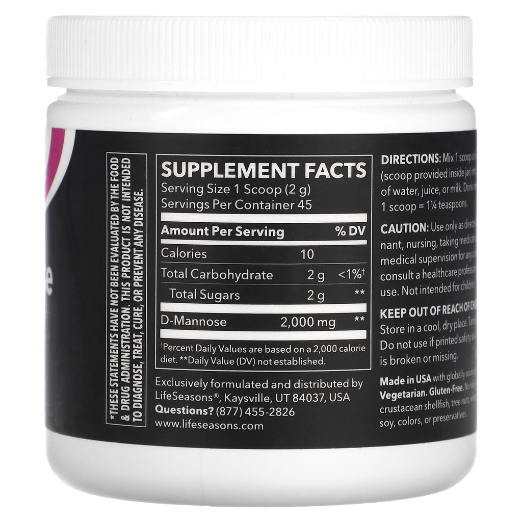 LifeSeasons D-Mannose Powder - Fast-Acting UTI Relief - Urinary Tract Health Supplement - Supports Healthy Levels of Microflora & Eases Bladder Discomfort - 45 Servings LifeSeasonsBuy Supplements Australia