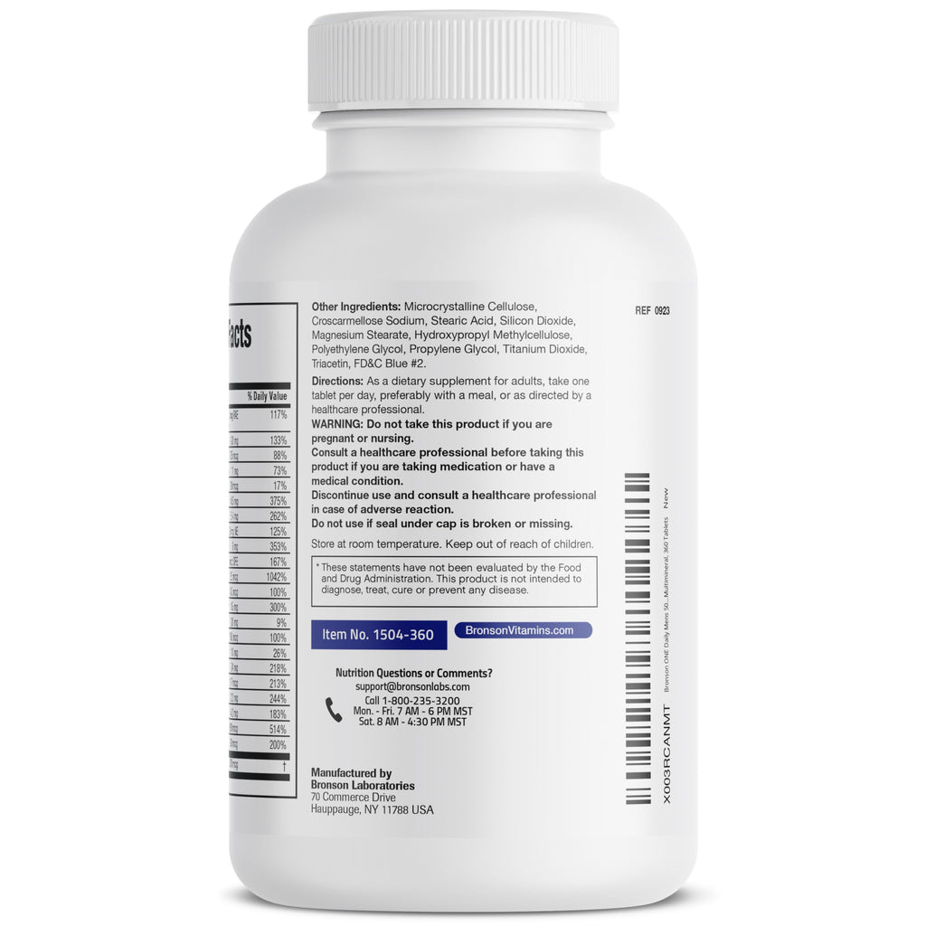 Bronson ONE Daily Mens 50+ Complete Multivitamin Multimineral, 360 Tablets BronsonBuy Supplements Australia
