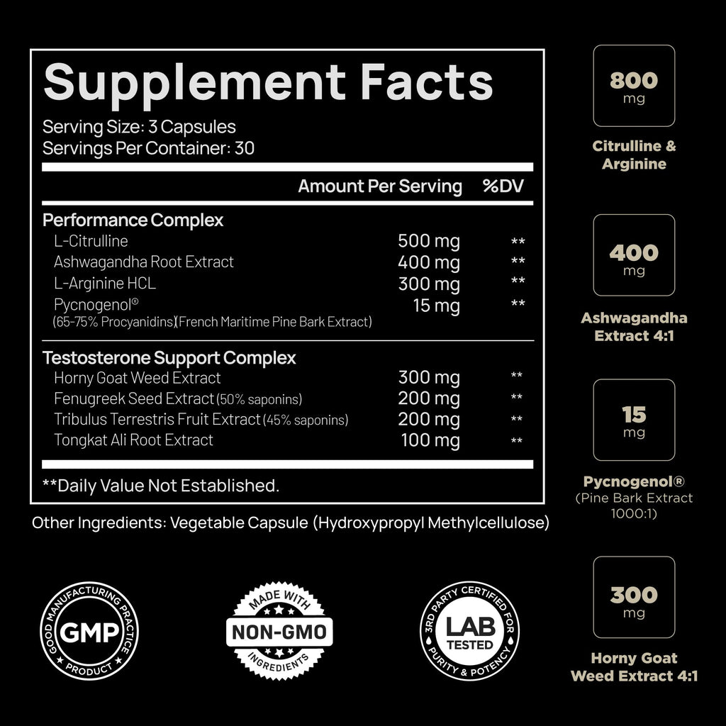 21,800mg Testosterone Booster for Men 8X Strength w. Ashwagandha, Tongkat Ali, Pycnogenol, Tribulus - Total T Male Enhancing Test Booster + Muscle Builder Workout Testosterone Supplement for Men TERRA ELMNTBuy Supplements Australia