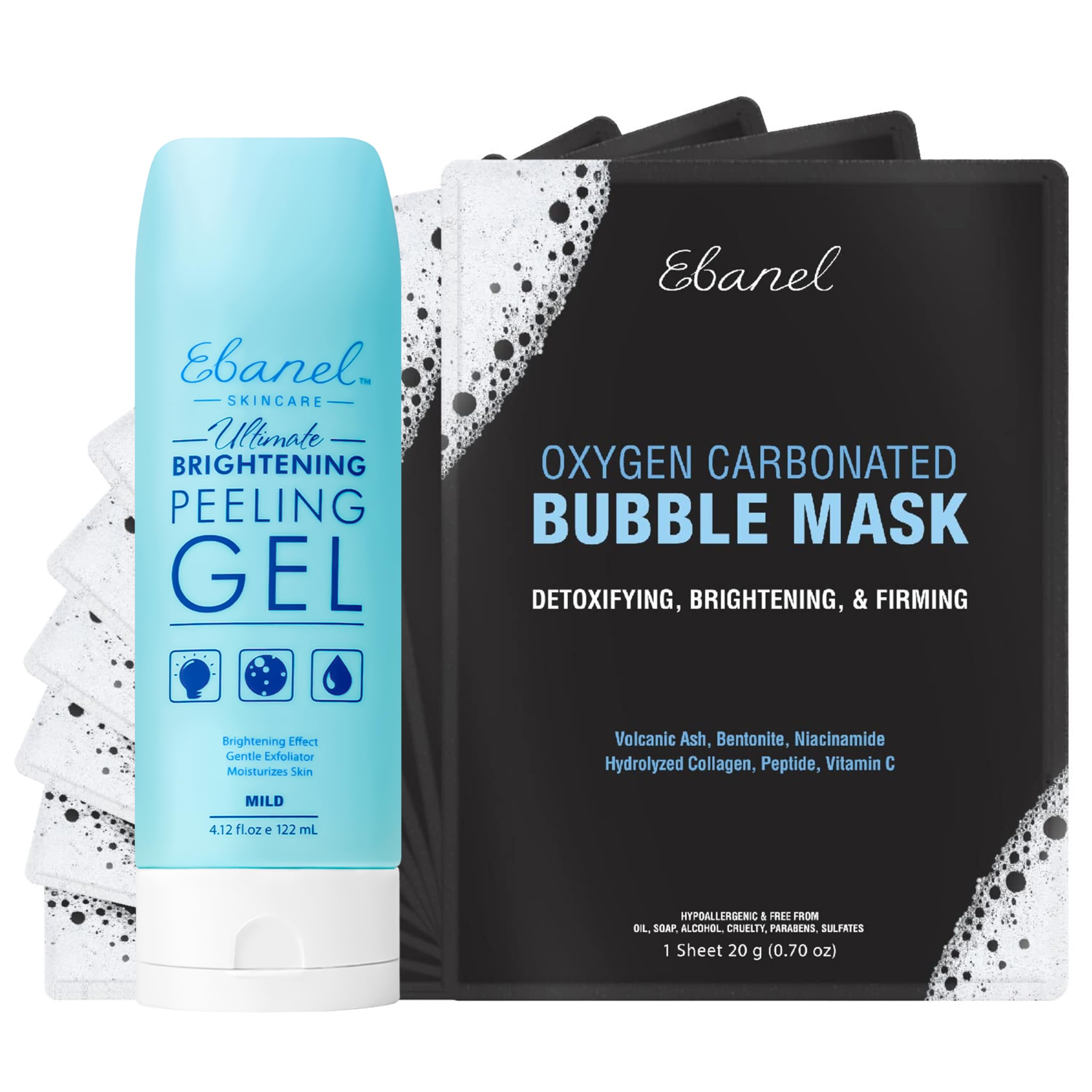 Ebanel Bundle of 10 Pack Bubble Clay Masks, and Exfoliating Face Scrub Peeling Gel Mild 4.12 Oz Ebanel buy supplements Au
