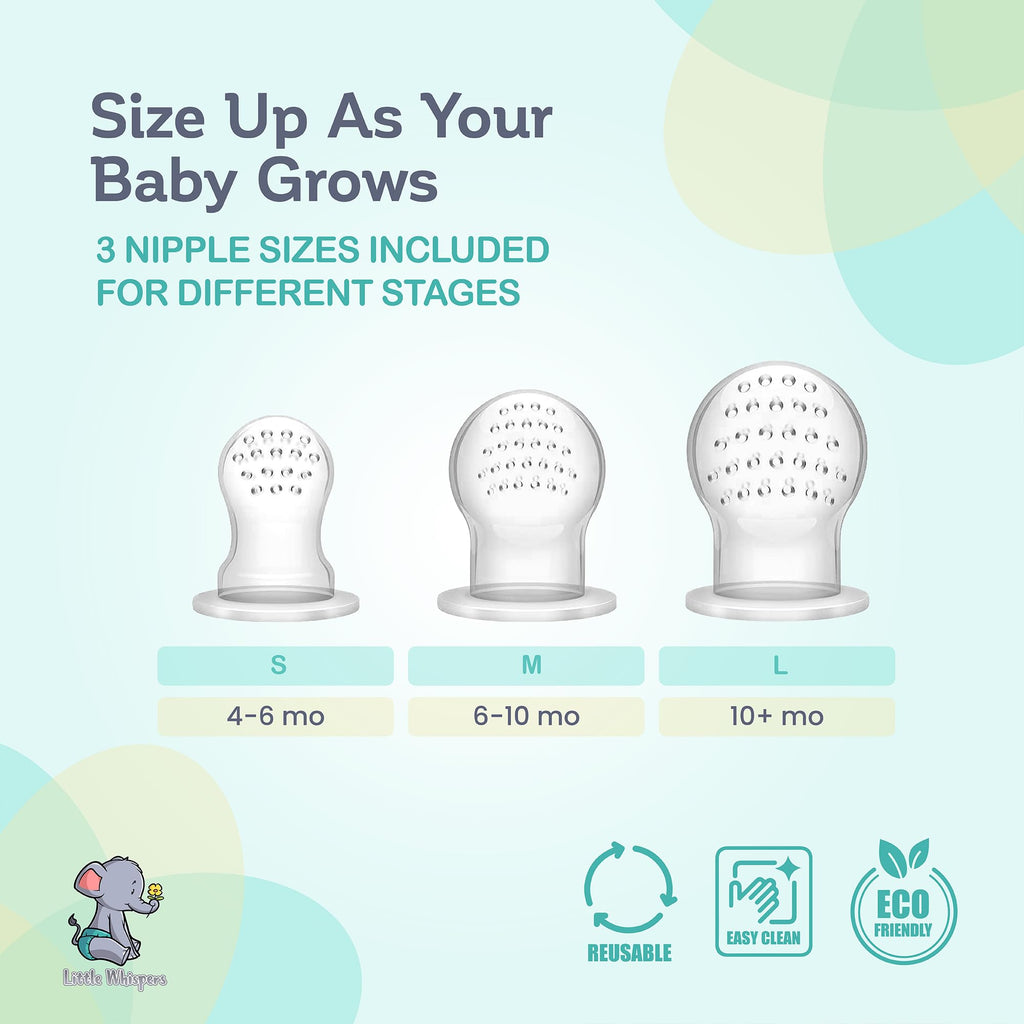 LittleWhispers Baby Fruit & Food Feeder Pacifier - Pacifier Feeders for Fresh Fruit or Frozen Breastmilk - Infant Teething Relief - Set of 2 Little Whispers buy supplements Au