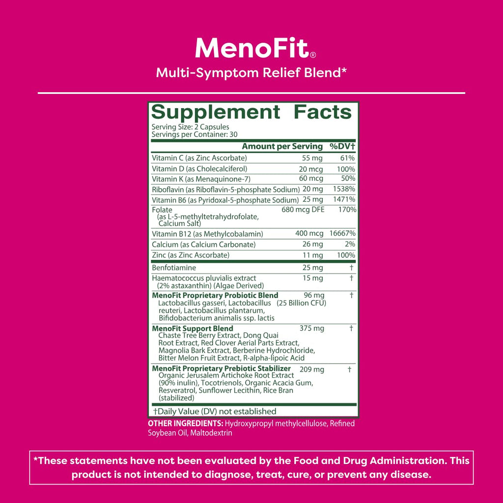 MENOLABS MenoFit, Menopause Supplements for Women - 60 Capsules - Advanced Women’s Probiotic with Vitamins and Red Clover for Gut Health, Hot Flashes and Hormone Balance for Women MENOLABSBuy Supplements Australia
