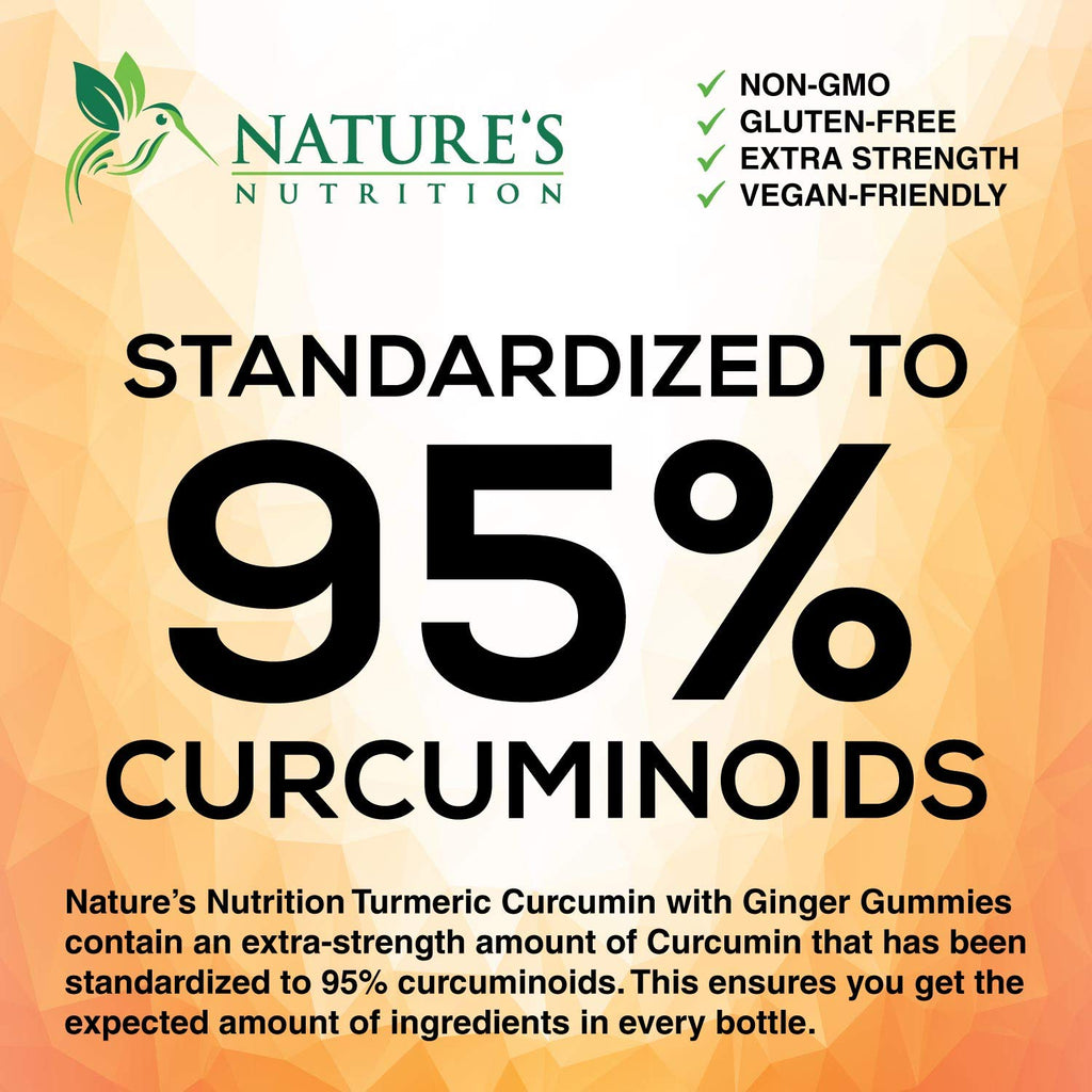 Turmeric Ginger Gummies - Vegan Turmeric Curcumin Gummy with 95% Curcuminoids Nature's NutritionBuy Supplements Australia