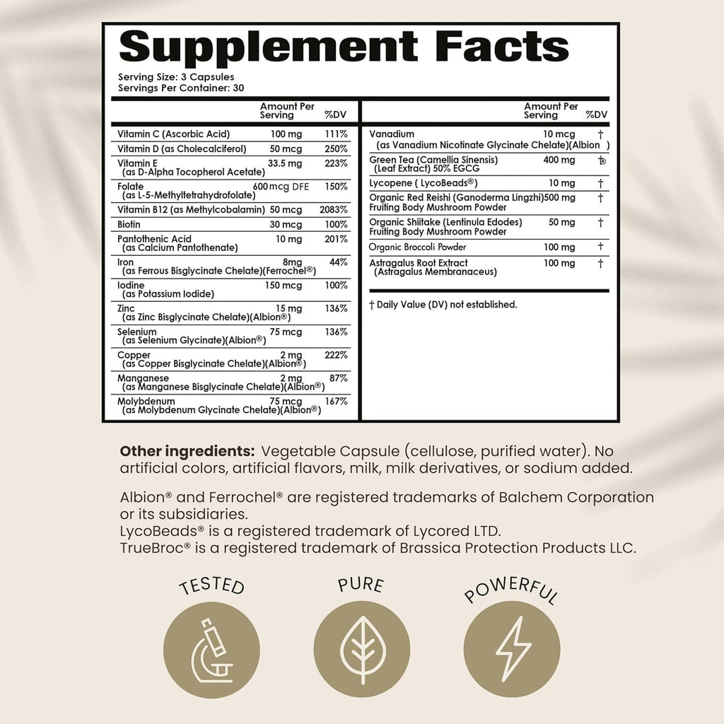 PAPCLEAR Physician Formulated | All Natural Immune Support Supplement | Advanced Powerful Immunity Booster | 21 Vitamins & Nutrients with Organic Shiitake Mushroom & Lycopene | 90 Capsules | Pack of 1 HPD RxBuy Supplements Australia