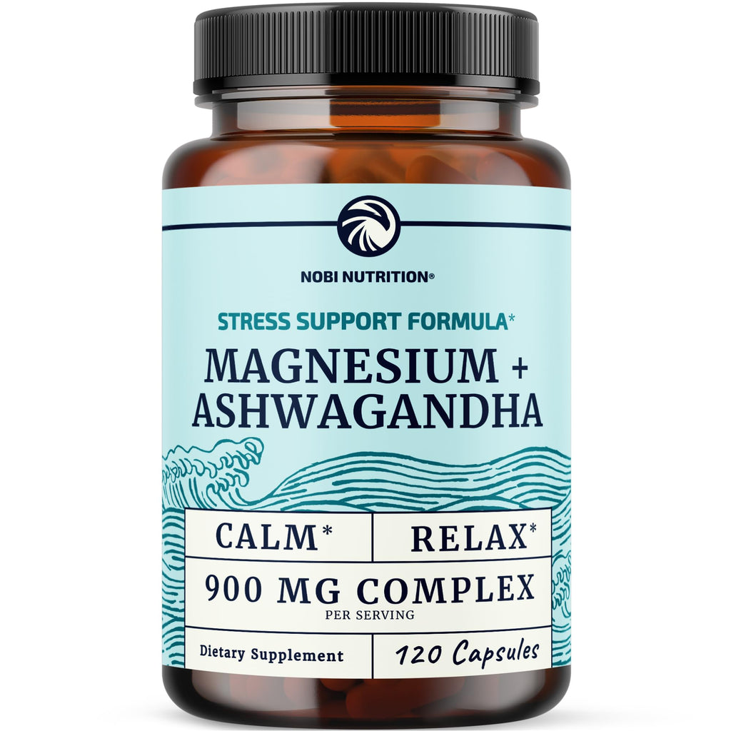 Magnesium Ashwagandha | Calming Magnesium Supplement for Adults | Relax, Rest, Calm Mood & Sleep Support | Mag Citrate & Oxide 400 mg + Ashwagandha 500 mg