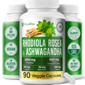 FloraBliss Rhodiola Rosea with Ashwagandha KSM-66, L-Theanine, Holy Basil & Black Pepper - 90 High Potency Vegan Capsules - 45-Day Supply FloraBlissBuy Supplements Australia