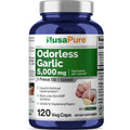 NusaPure Odorless Garlic 100:1 Extract, 50 mg Equivalent to 5000mg Capsule | 120 Veggie Caps | High Potency | Herbal Supplement | Non-GMO | Vegan NusaPureBuy Supplements Australia