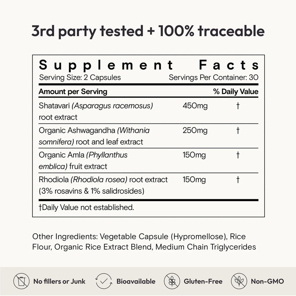 Moon Juice SuperYou Ashwagandha Supplements with Rhodiola, Shatavari & Amla - Cortisol Reducer for Energy, Mood, Focus and Stress Support, Vegan, Non-GMO & 100% Traceable, 60 Capsules, 30 Servings Moon Juice buy supplements Au