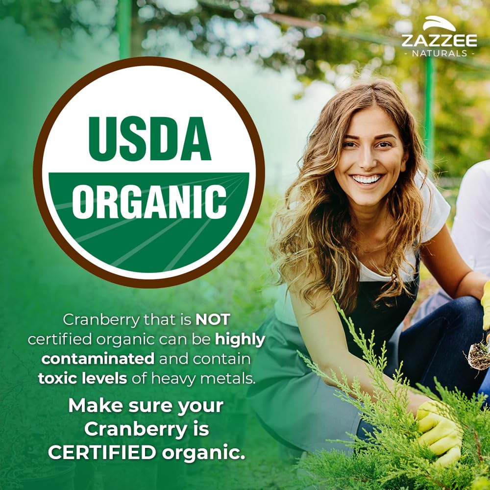 Zazzee USDA Organic Cranberry 25:1 Extract, 12,500 mg Strength, 100 Vegan Capsules ZazzeeBuy Supplements Australia