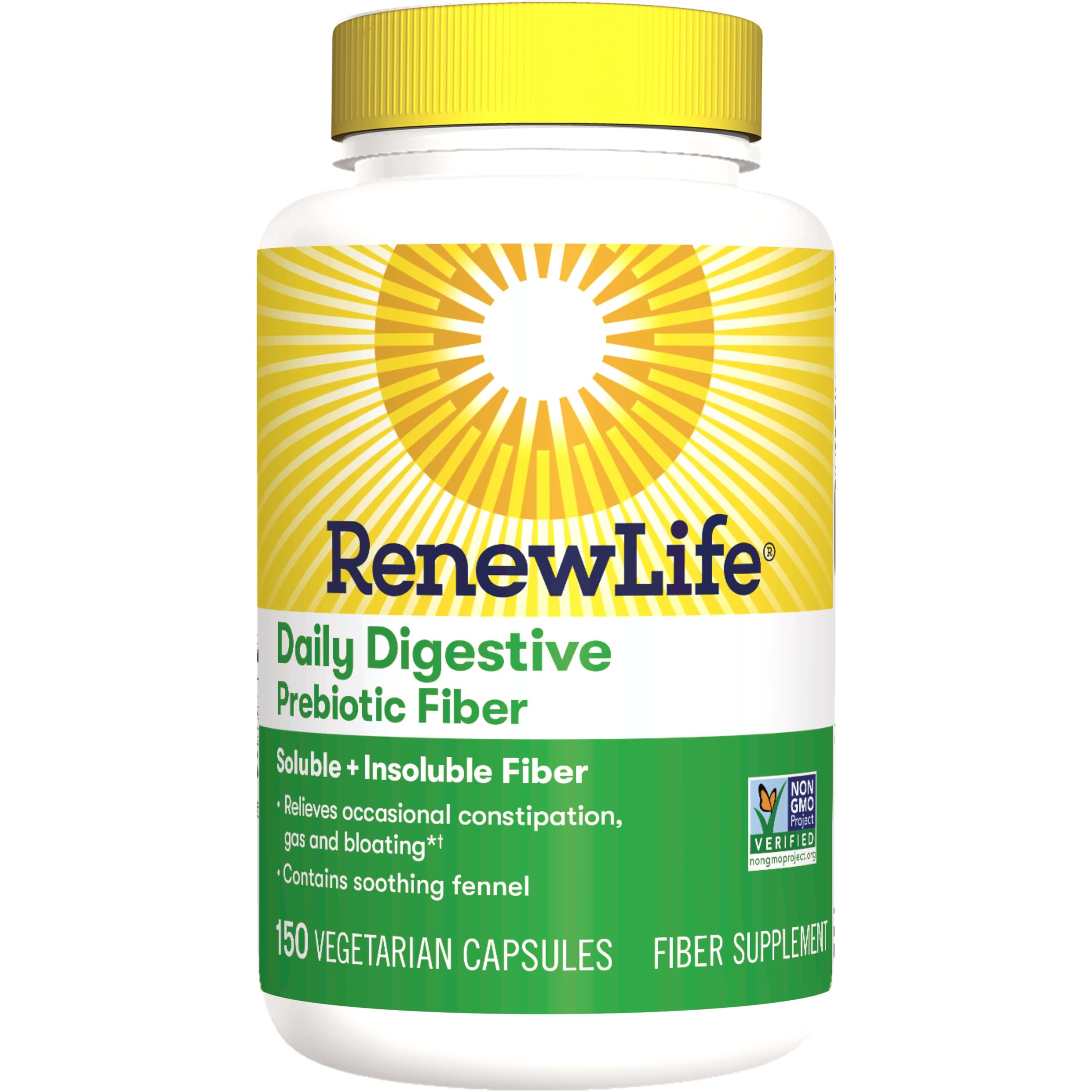 Renew Life Adult Daily Digestive Prebiotic Fiber, 150 Vegetarian Capsules 
