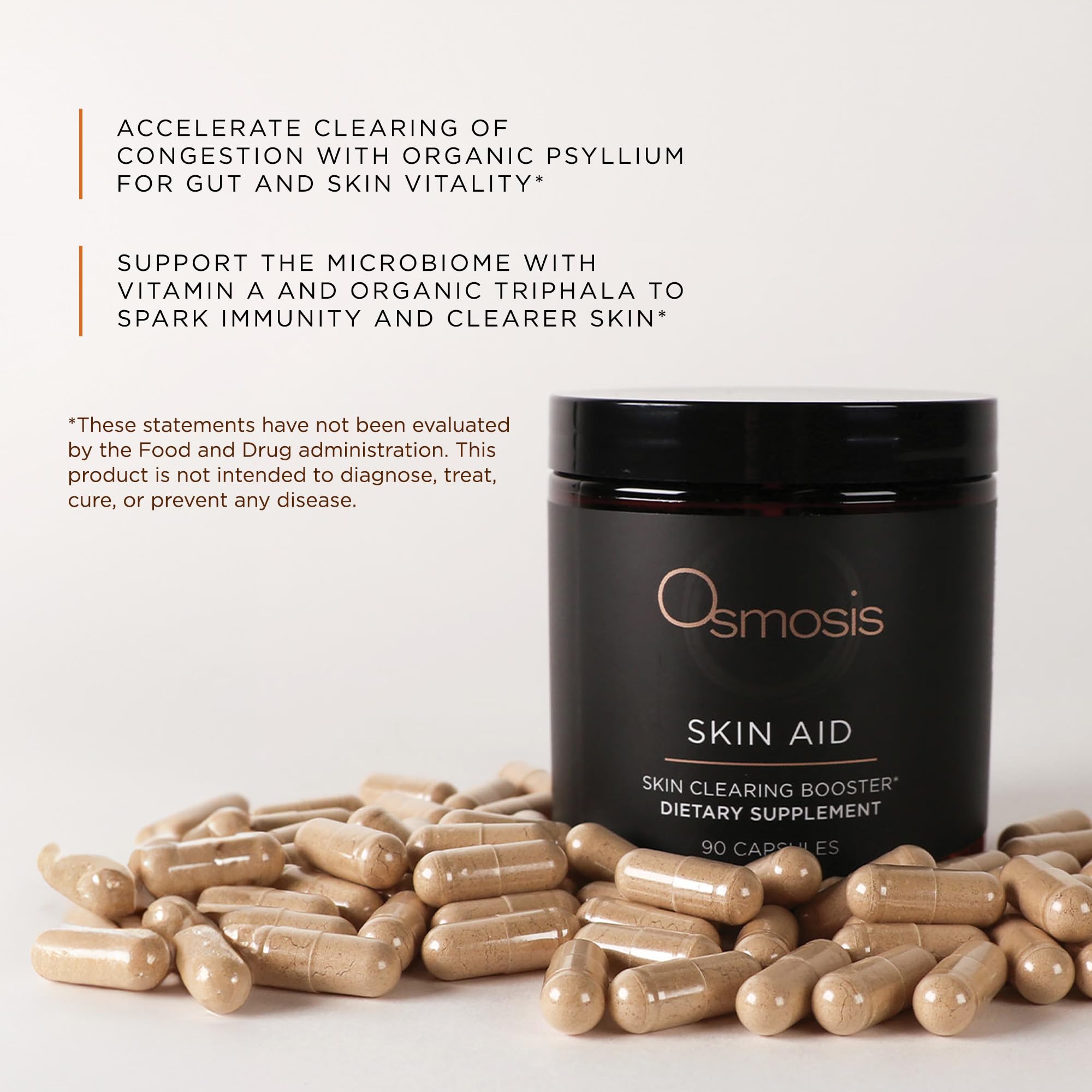 OSMOSIS Skin Aid Daily Supplement, Microbiome and Immunity Support, Vitamin A, for Acne and Blemish Prone Skin, 90 Count OSMOSISBuy Supplements Australia
