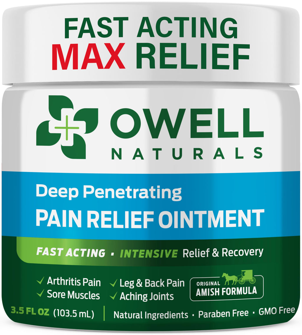 OWELL NATURALS Pain Relief Ointment Deep Penetrating Fast Acting Formula for Arthritis, Joint & Muscle Discomfort, Stiffness, Long-Lasting Soothing Balm, 3.5 oz Owell NaturalsBuy Supplements Australia