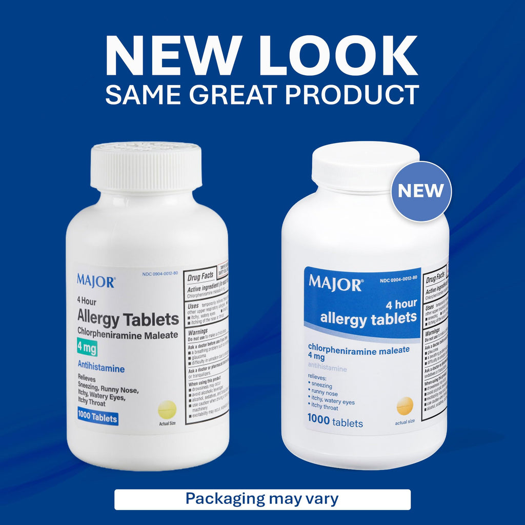 MAJOR 4 Hour Allergy Tablets - Chlorpheniramine Maleate - 4 mg - Antihistamine - 1000 Count (1 Pack) MAJOR buy supplements Au