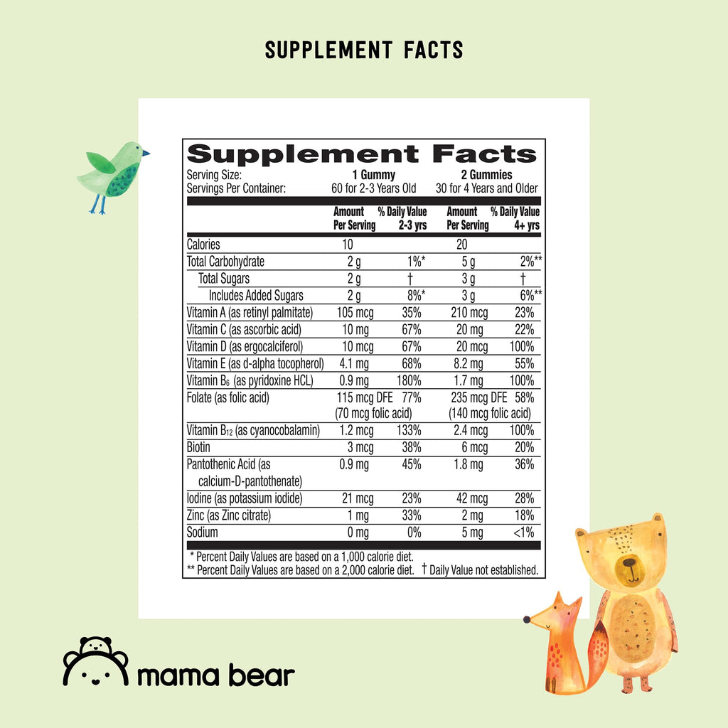 Amazon Brand - Mama Bear Organic Kids Multivitamin, 60 Gummies, 1 Month Supply (Packaging May Vary), Berry, Cherry & Orange Mama BearBuy Supplements Australia