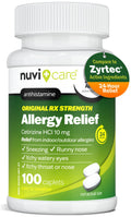 Nuvicare 24-Hour Allergy Medicine - Cetirizine Hydrochloride 10mg Tablets - Compare to the Active Ingredient in Zyrtec Antihistamine Meds - Generic Allergy Pills for All Day Allergy Relief (100 Count) NUVICARE buy supplements Au