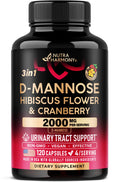 D-Mannose 2000mg with Cranberry & Hibiscus - Clinically Tested Strength for Urinary Tract Health - Supplement for Women - Bladder, Liver & Microflora Support - Made in USA - Vegan, 120 Capsules NUTRAHARMONYBuy Supplements Australia