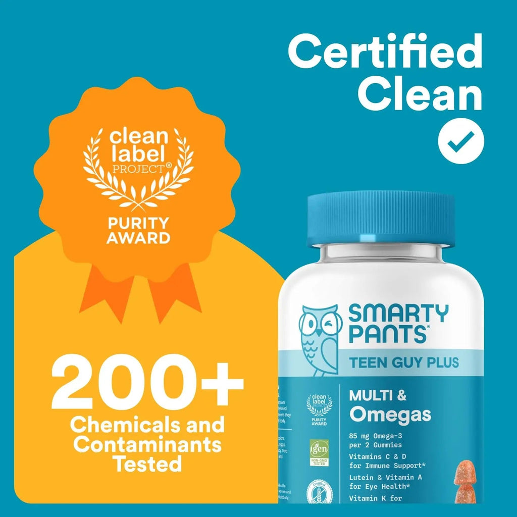 SmartyPants Teen Guy Multivitamin Gummies - Improved Formula: Omega 3 (DHA/EPA), Vitamin D3, C, Vitamin B12, B6, A, K & Zinc SmartyPantsBuy Supplements Australia