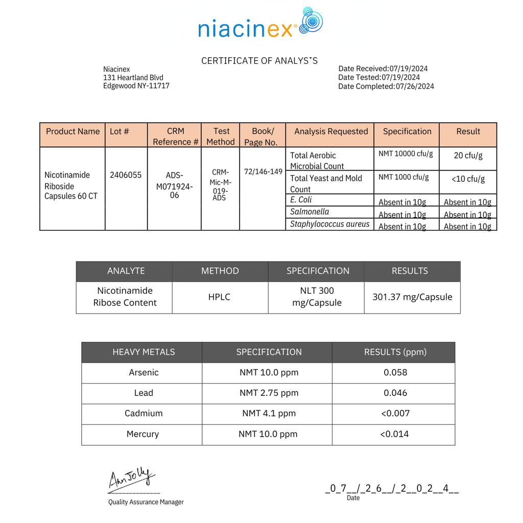 Niacinex NAD+ Supplement - 600mg Pure Nicotinamide Riboside (NR) - Healthy Aging, Mental Clarity & Energy Booster - Cell Regeneration Supplements for Women and Men - 60 NAD Plus Capsules - Made in USA NiacinexBuy Supplements Australia