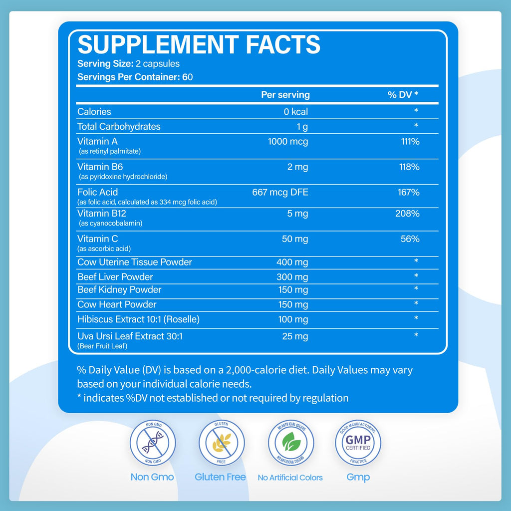 VCCVBB Beef Organ Supplements for Women, Beef Liver, Kidney, Heart, Uterus Tissue, Hormonal Balance, Immune Support,Natural Iron Vitamins Supplements for Energy, Grass Fed Pasture Raised 120 Capsules VCCVBBBuy Supplements Australia