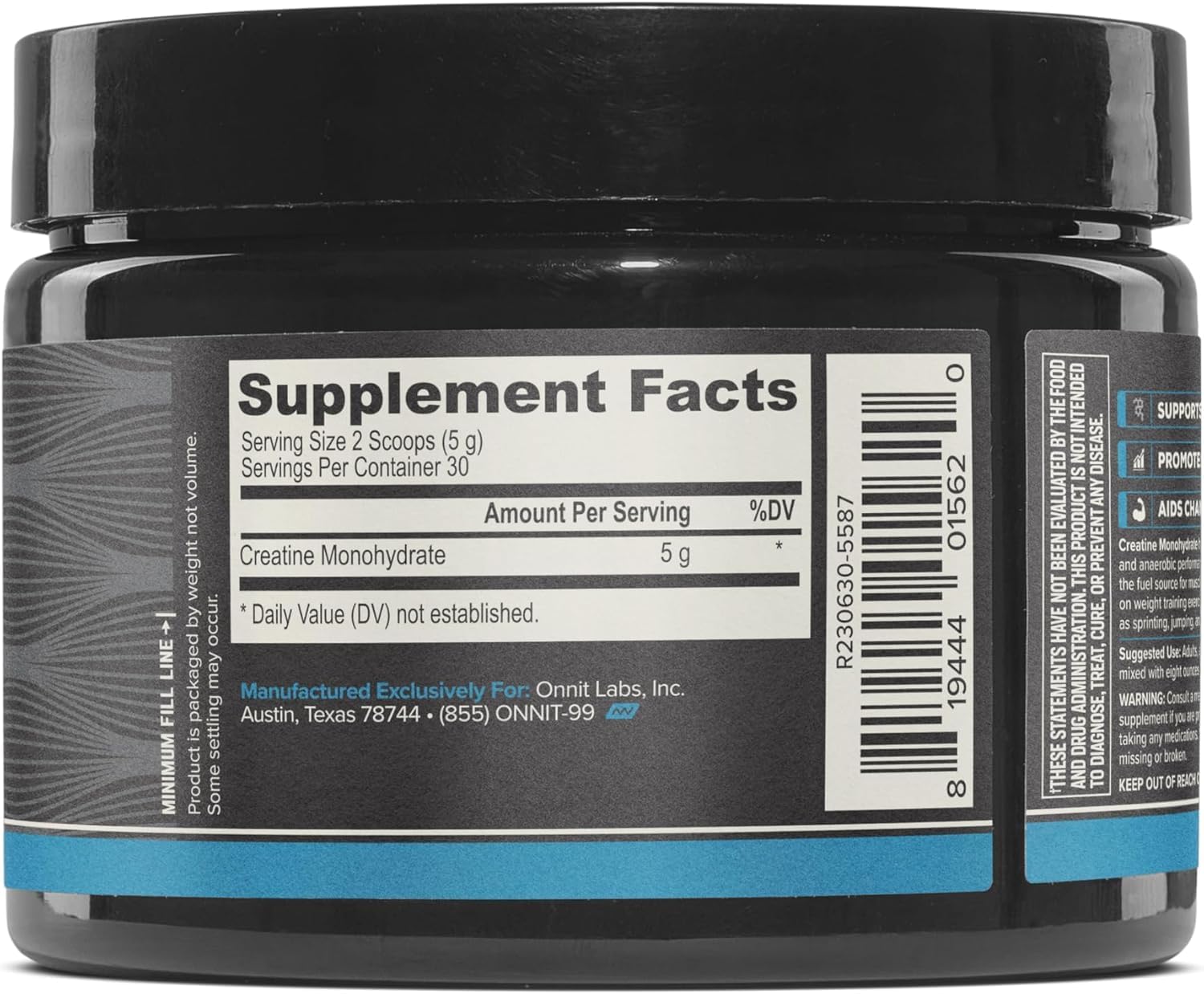 ONNIT Creatine Monohydrate Powder, IGEN™ Non-GMO Tested – 5g Premium Creatine for Muscle Strength, Power & Lean Mass, Supports Brain Health & Cellular Energy, Unflavored, 30 Servings, 5.29 oz 2-Pack ONNITBuy Supplements Australia