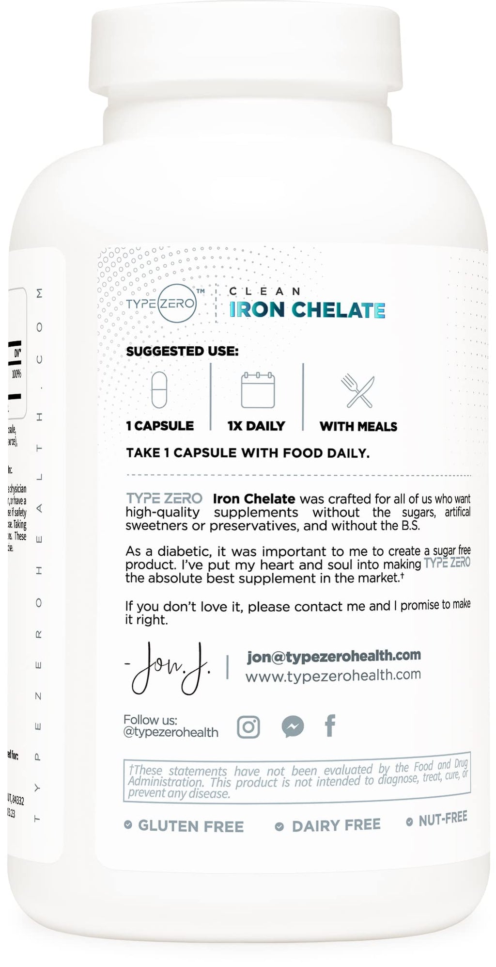 Type Zero Iron Chelate Capsules (18 MG, 240 CAPS) from Ferrochel Ferrous Bisglycinate Chelate - Non-GMO and Gluten Free Type ZeroBuy Supplements Australia