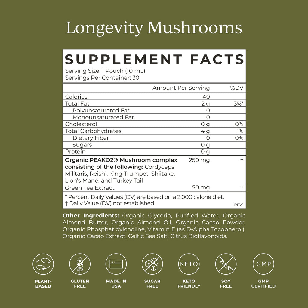 CYMBIOTIKA Liposomal Mushroom Supplement with Lion's Mane, Turkey Tail, B-Vitamins, Cordyceps & Reishi Mushrooms, Supplements for Immune Support and Energy, Chocolate Fudge Flavor, 30 Pack CYMBIOTIKABuy Supplements Australia