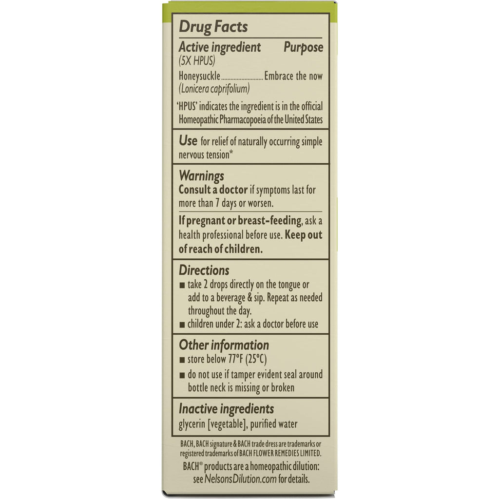 Bach Original Flower Remedies, Honeysuckle for Embracing The Now (Non-Alcohol Formula) BachBuy Supplements Australia