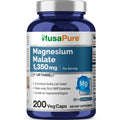NusaPure Magnesium Malate 1350mg 200 Veggie Capsules (Vegan, Non-GMO, Vegan) NusaPureBuy Supplements Australia
