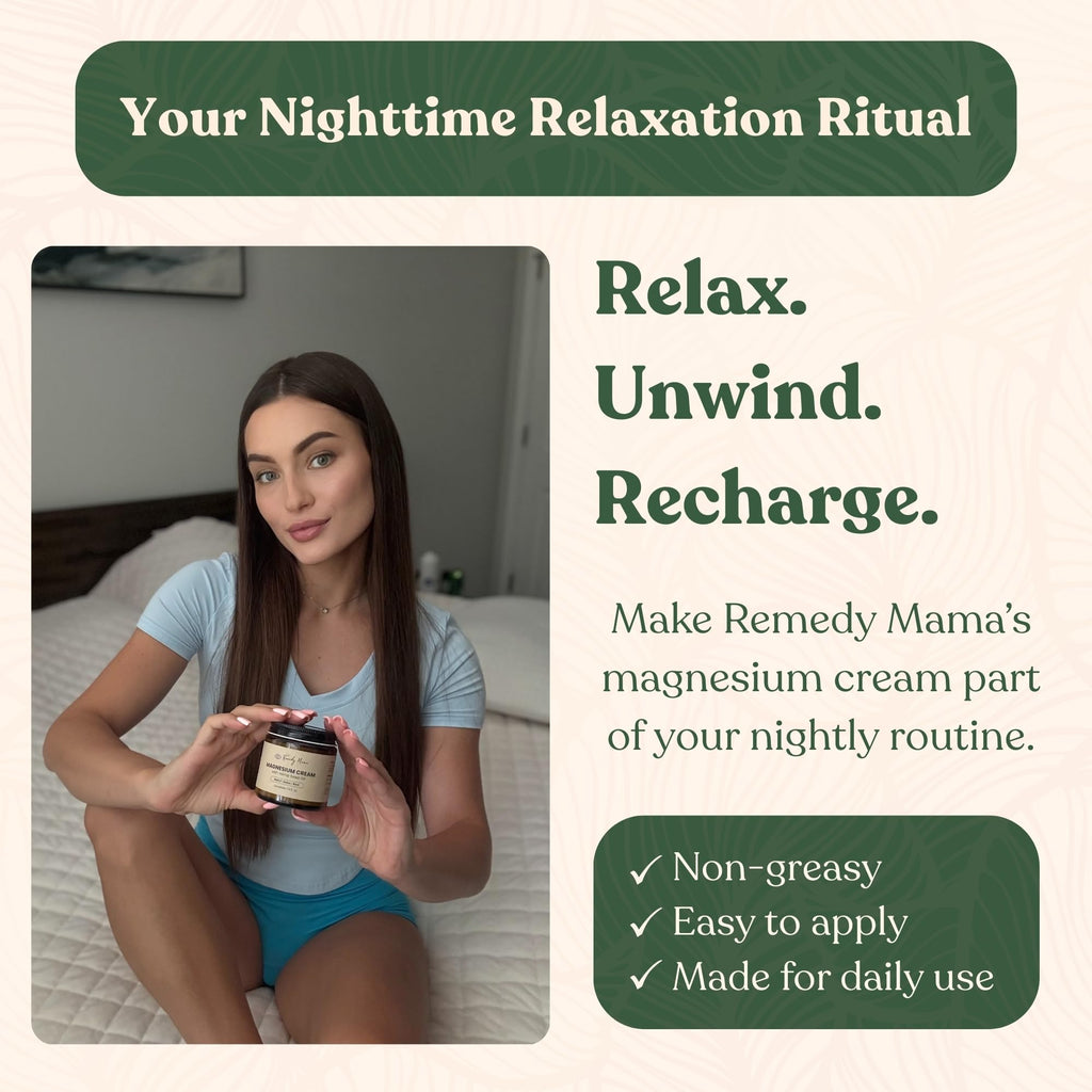 Remedy Mama Magnesium Cream for Sleep, Cramps & Muscle Soreness – with Hemp Seed Oil, Jojoba, Shea & Mango Butter – Natural, Skin-Friendly & Safe for Kids – Lavender – 4oz Glass Jar – Made in Canada Remedy MamaBuy Supplements Australia