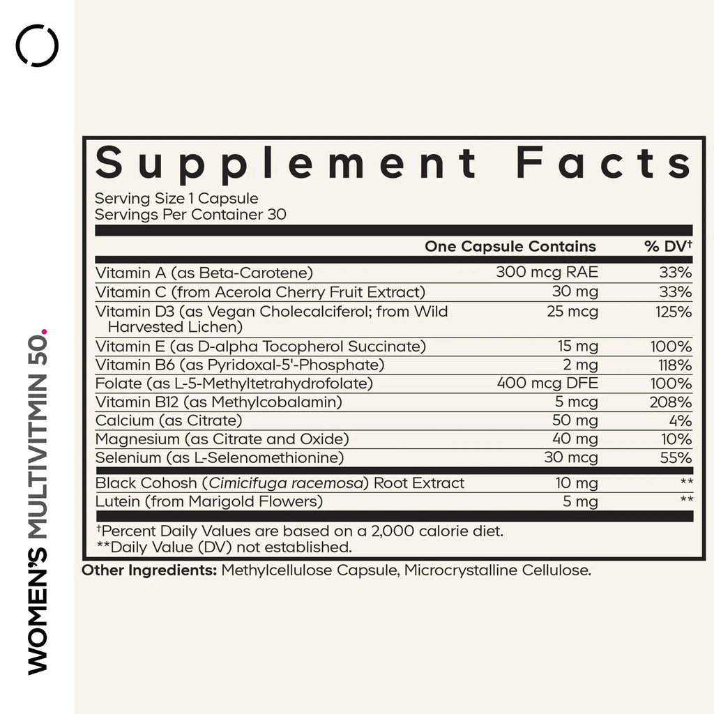 Codeage Women’s Multivitamin 50 - Essential Vitamins for Women Over 50, Methylated Folate, Magnesium, Selenium, Vitamin B6, B12, D3 Antioxidants Codeage