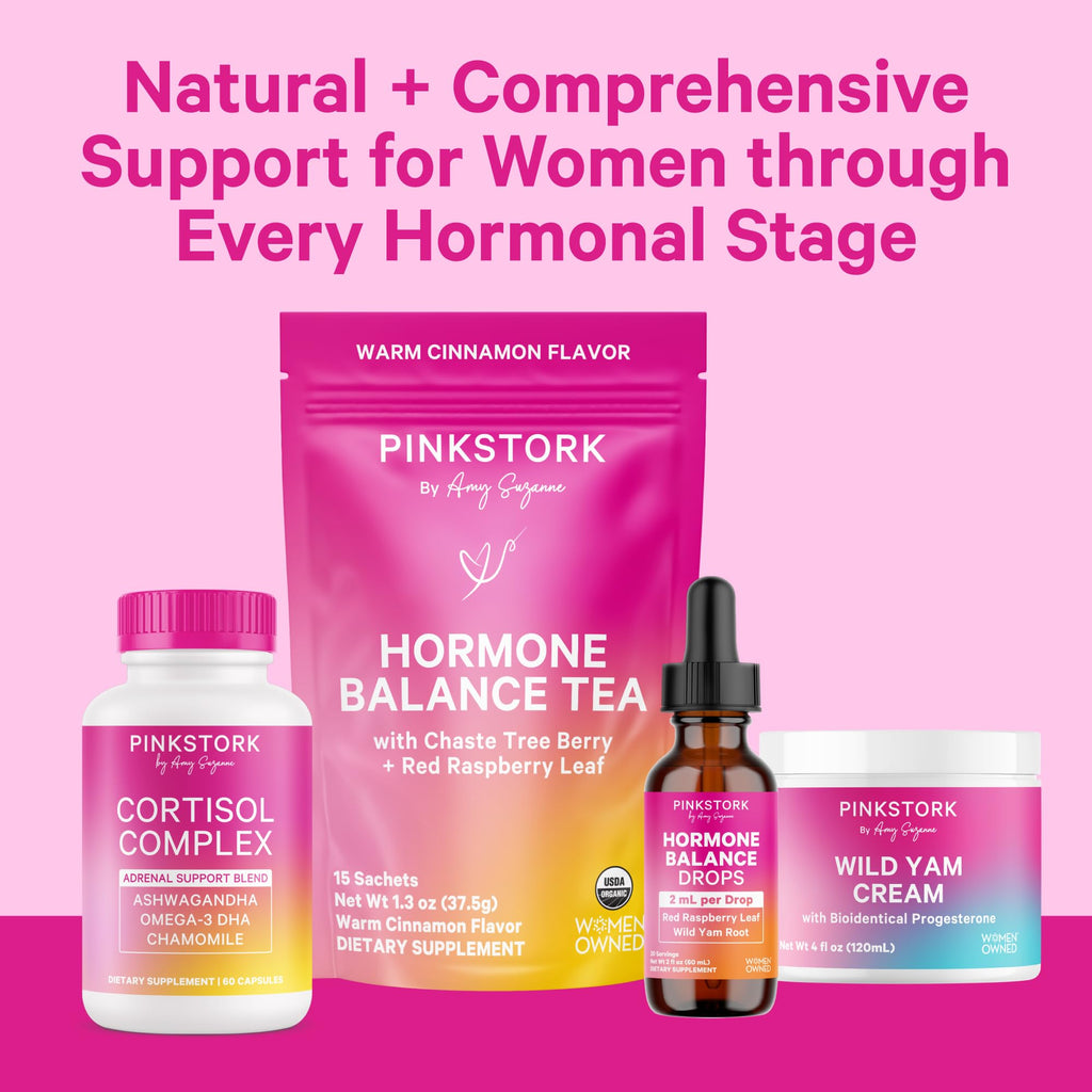 Pink Stork Hormone Balance Drops for Women - Supports Hormonal Health, PMS, Perimenopause & Mood, with Red Raspberry Leaf & Wild Yam - Liquid Supplement - Vegan, 2oz, 30 Servings Pink StorkBuy Supplements Australia