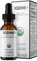 Codeage USDA Certified Organic Iodine Drops - 250 Mcg Per Serving - 1+ Year Supply - Liquid Iodide Supplement - Pure, Clear Iodine - Vegan Potassium Iodine Liquid Drop - 2 fl oz CodeageBuy Supplements Australia