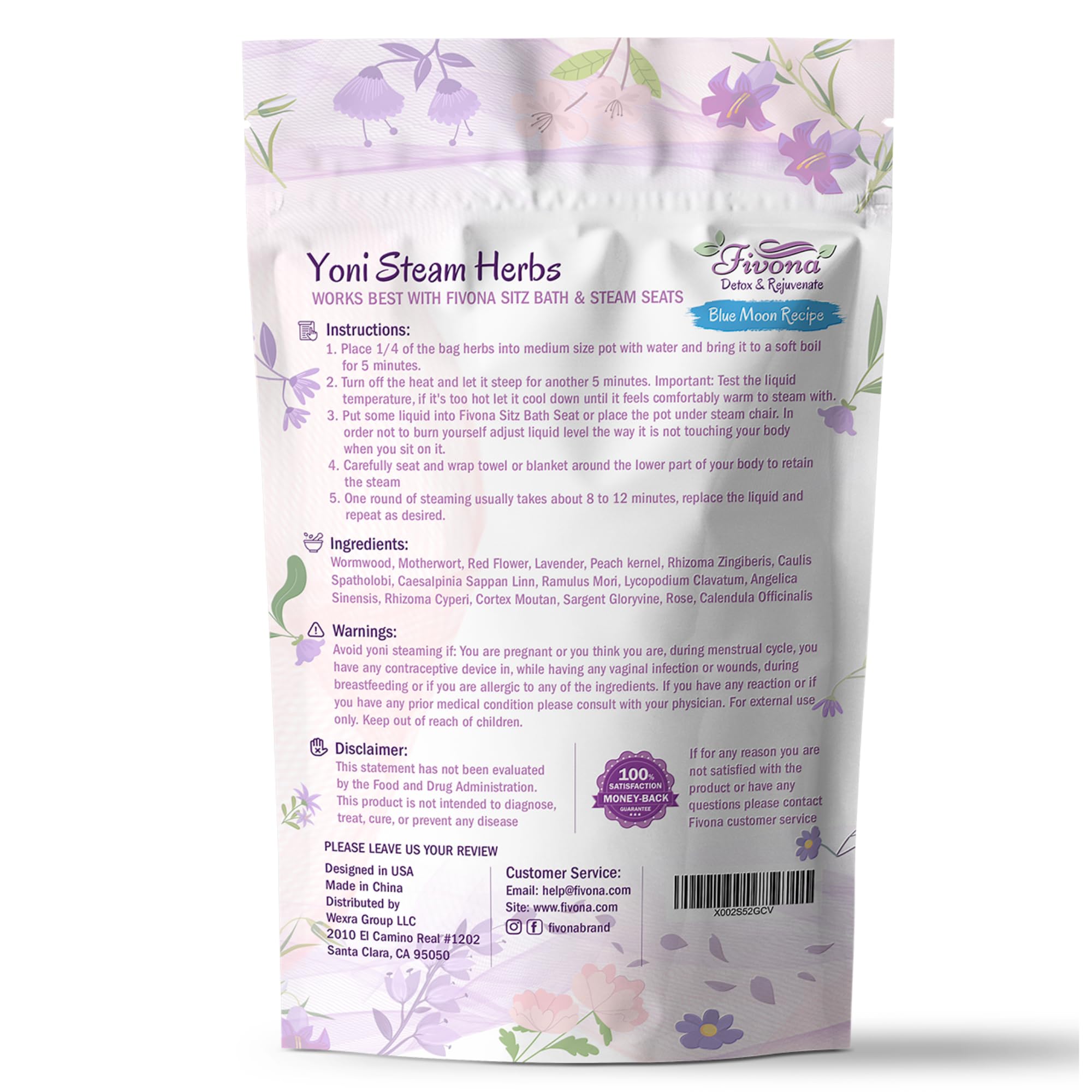 FIVONA Yoni Steaming Herbs - For Feminine Use And Rituals - V-Detox, Cleanse, Wash, Odor Control FIVONABuy Supplements Australia