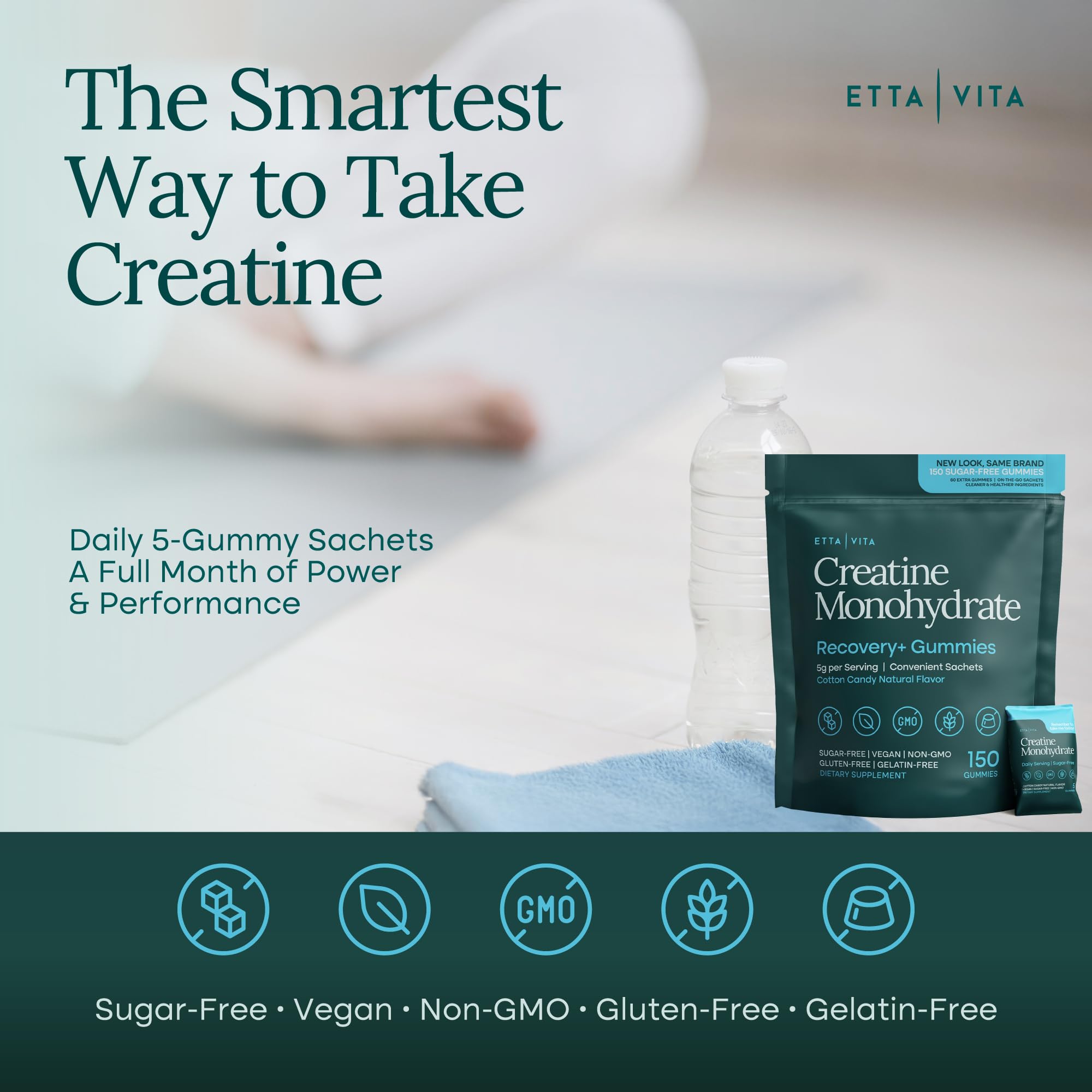 Sugar-Free Creatine Monohydrate Gummies (5g Per Packet) - Potent Creatine Gummies for Men & Women, Supplement for Muscle Support, Cognitive Function - Non-GMO, Gluten-Free, Mucuna Pruriens Etta VitaBuy Supplements Australia