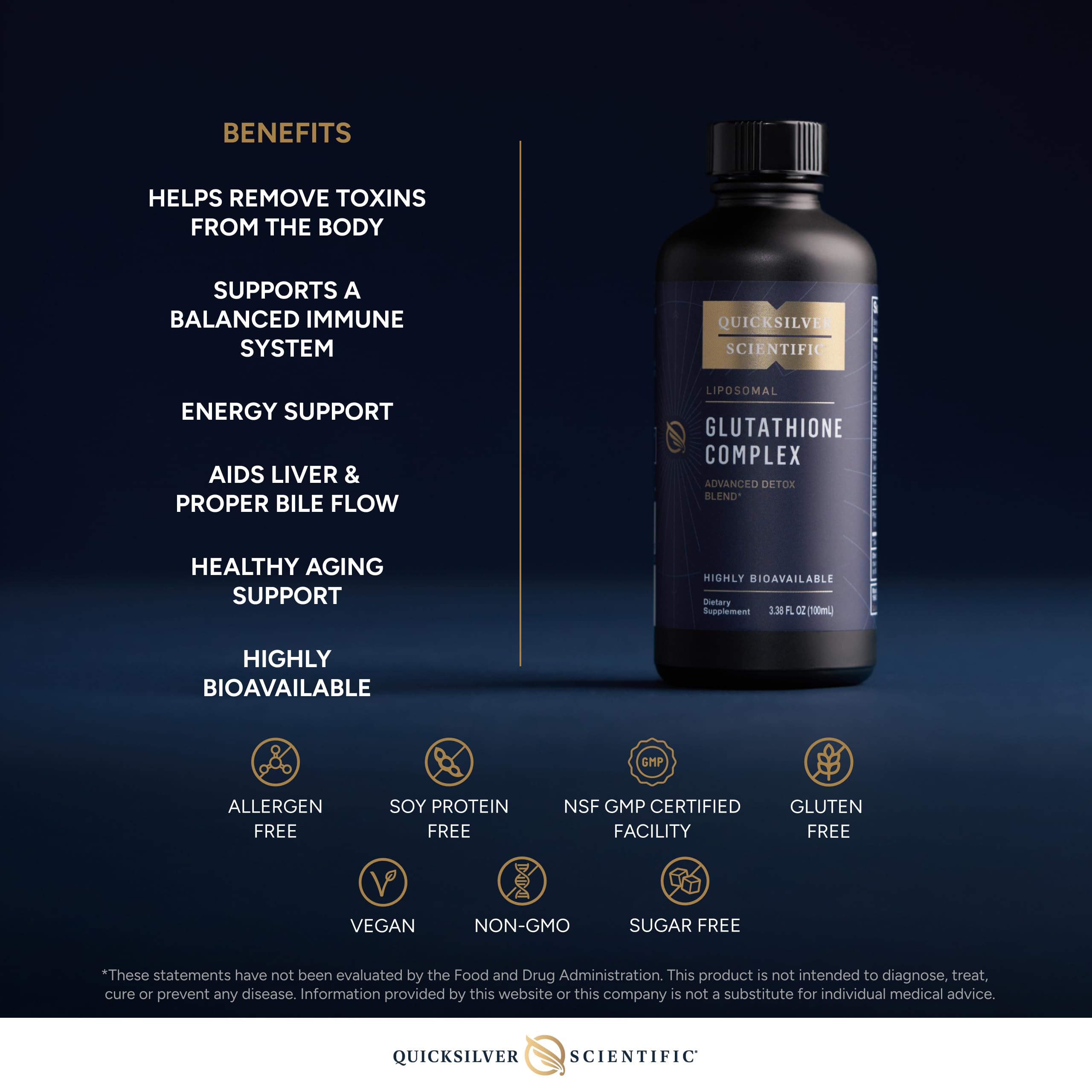 Quicksilver Scientific Glutathione Complex - Superior Absorption Antioxidant Supplement with Liquid Glutathione & Milk Thistle - Vitamin B Complex - Supplement for Daily Use (3.38 fl oz) Quicksilver ScientificBuy Supplements Australia