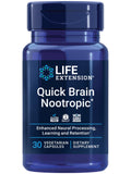 Life Extension Quick Brain Nootropic, Fast Thinking, Learning, Concentration, Lutein, zeaxanthin, gotu kola, bacopa, Gluten Free, Non-GMO, Vegetarian, 1 Daily, 30 Capsules Life ExtensionBuy Supplements Australia