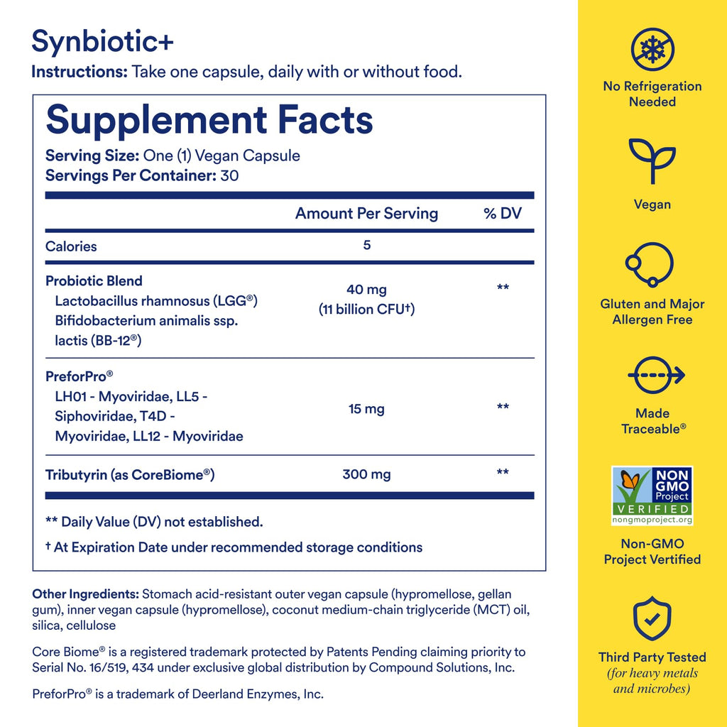 Ritual Synbiotic+ Probiotic, Prebiotic, Postbiotic, 3-in-1 Supplement for Gut Health and Digestive Support, Regularity, Bloat, Immune, Vegan Delayed-Released Daily Capsule, Women and Men, 30 Day RitualBuy Supplements Australia