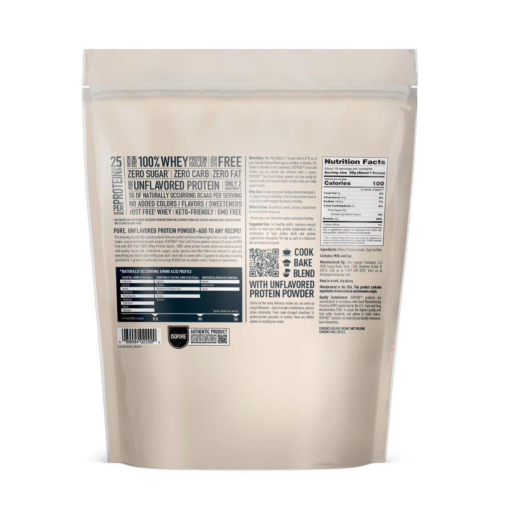 Isopure Unflavored Protein, Whey Isolate, 25g Protein, Zero Carb & Keto Friendly IsopureBuy Supplements Australia