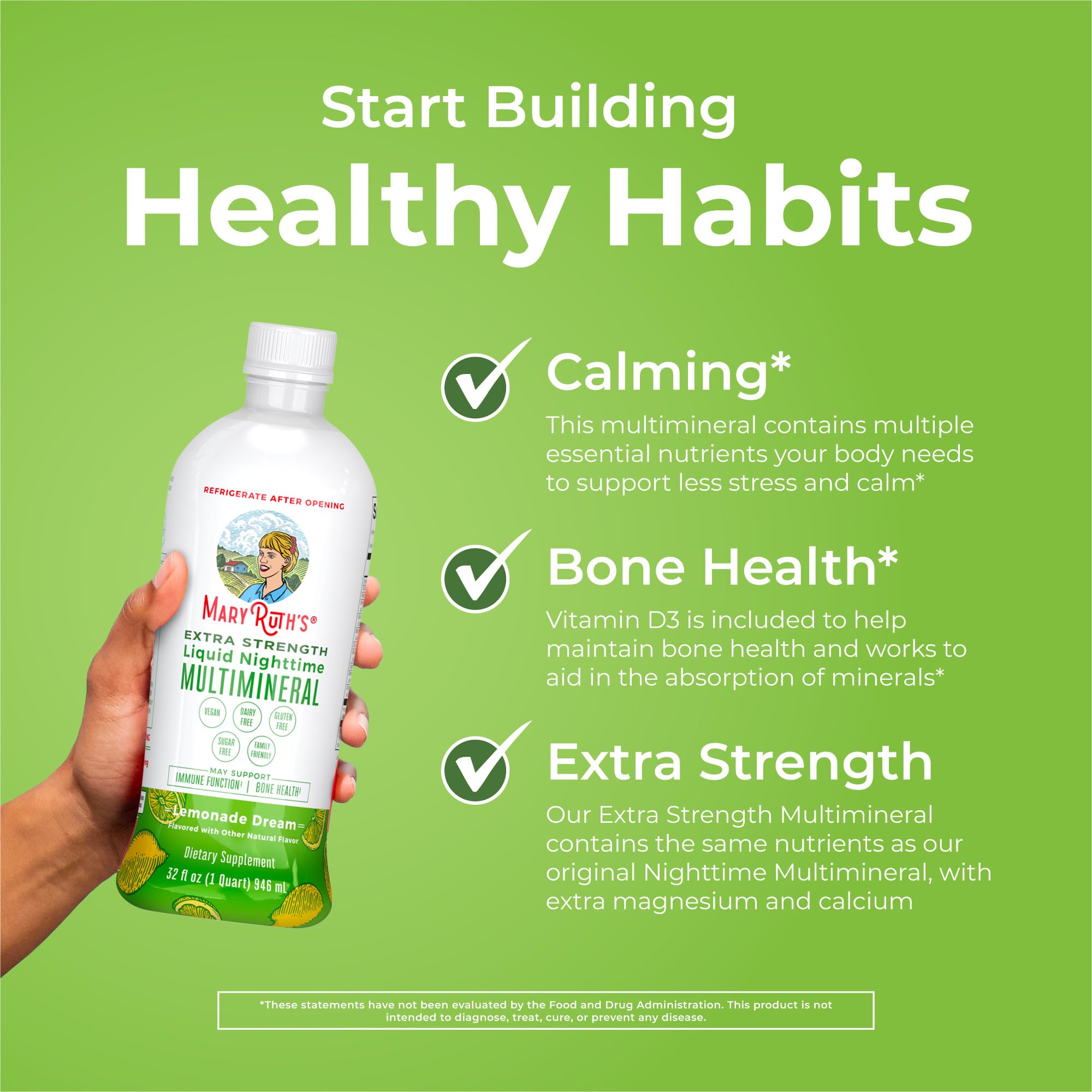 MaryRuth Organics Extra Strength Nighttime Liquid Multimineral | Sugar Free | Calm Magnesium Citrate | NO Melatonin | Calcium Magnesium Zinc | Muscle Relaxation | Lemonade Flavor | Vegan | 32 Serving MARYRUTH'SBuy Supplements Australia