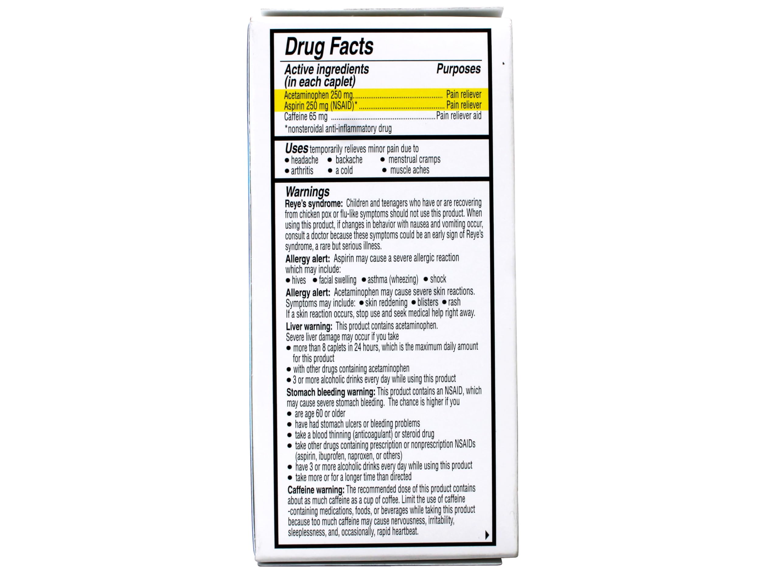 Vanquish Extra Strength Pain Reliever Headache Relief Aspirin Acetaminophen Caffeine 100 Coated Caplets (Pack of 2) VanquishBuy Supplements Australia