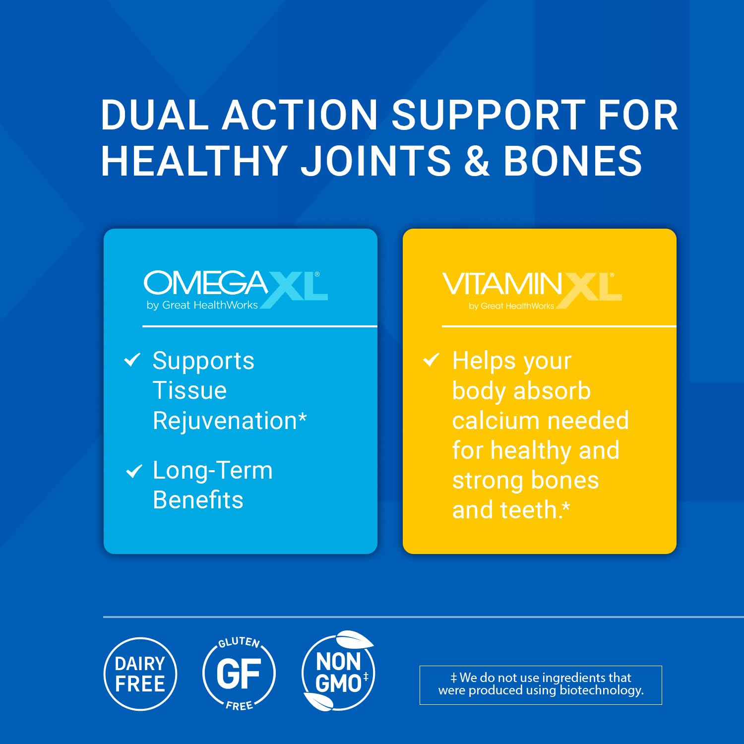 OmegaXL Joint Support Supplement - 60 Softgels & VitaminXL D3 High Potency Daily Vitamin D 5000 IU 125mcg Immune Support Supplement (30 Softgels) - 2 Pack OmegaXLBuy Supplements Australia