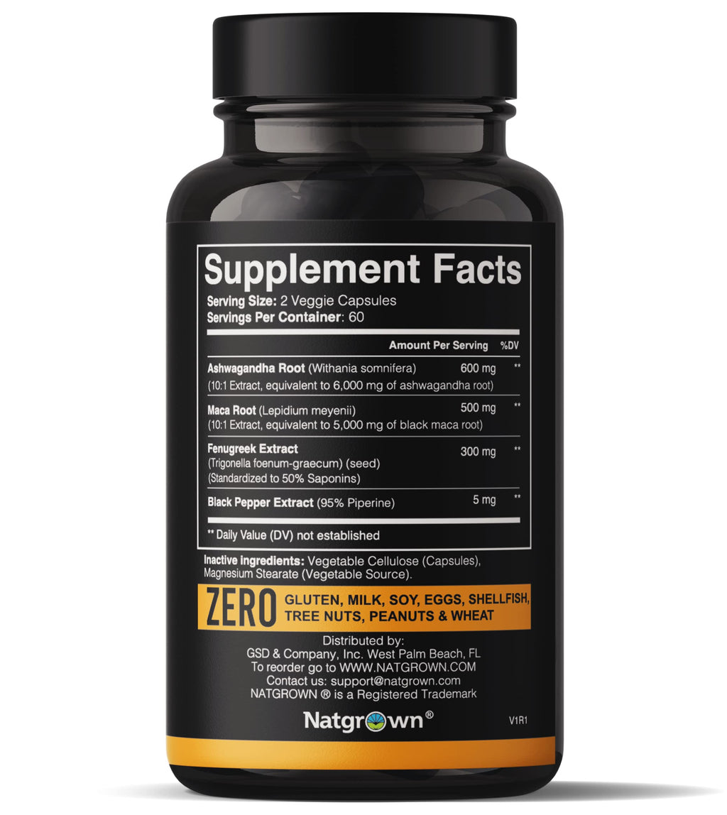 Natgrown Ashwagandha Maca Root Fenugreek Extract Capsules Supplement NatgrownBuy Supplements Australia