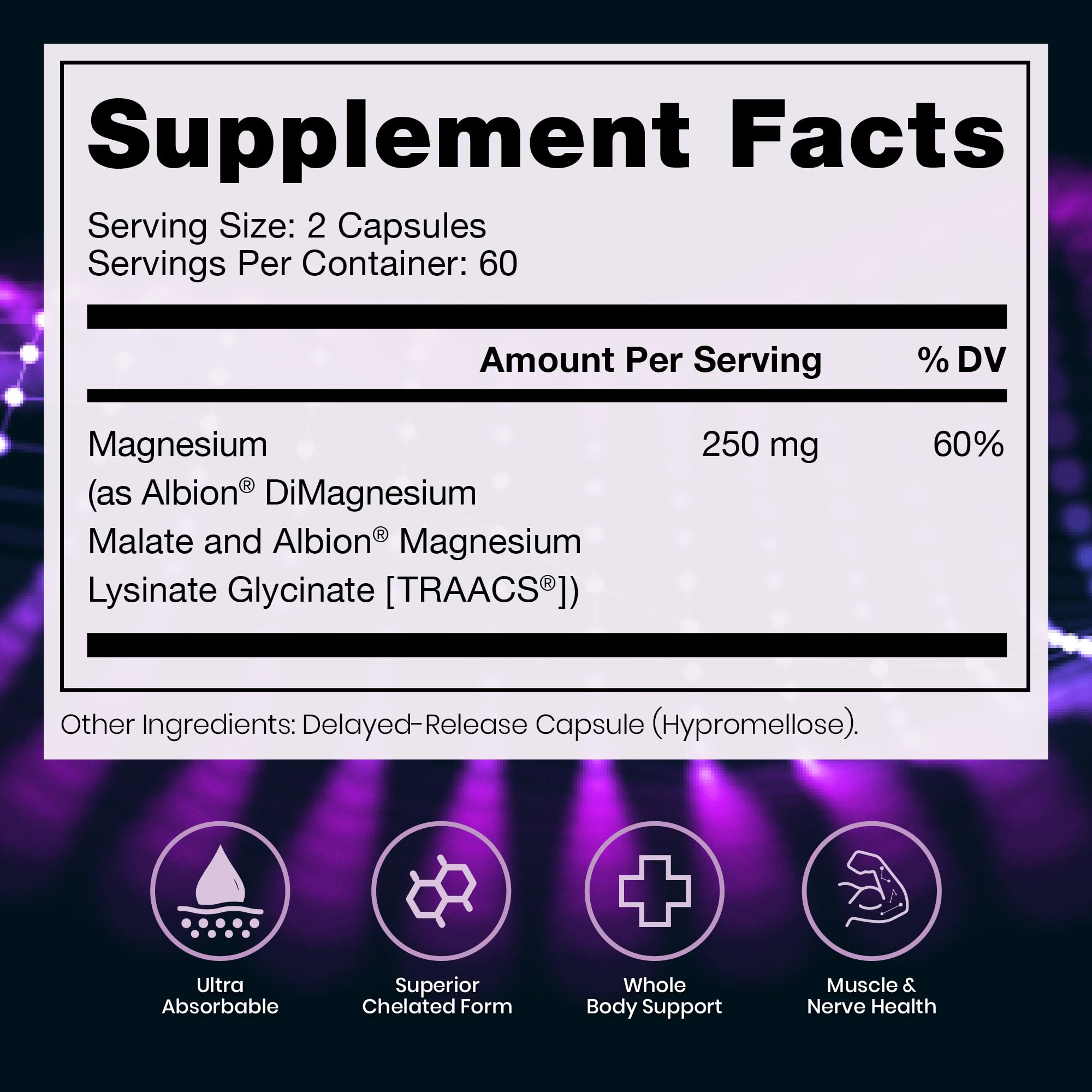 Pure TheraPro Rx Optimum Magnesium Lysinate Glycinate & Di-Magnesium Malate, Made in USA | 2 Month Supply | Chelated for Maximum Absorption,