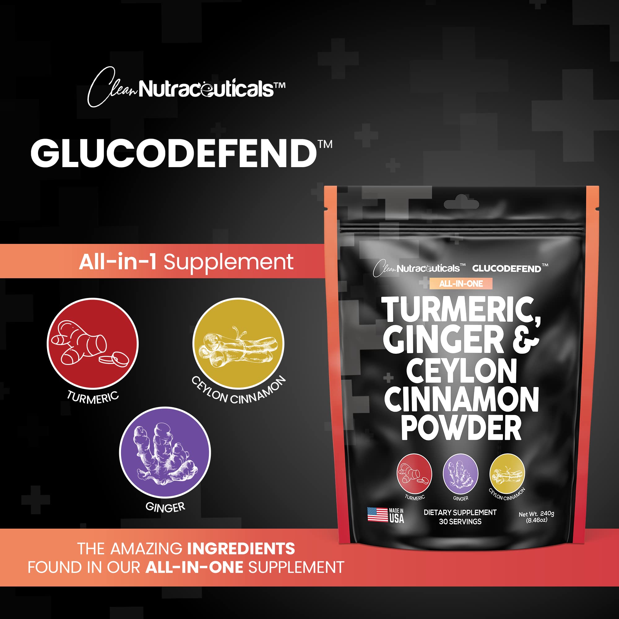 3in1 Turmeric Curcumin Ginger Root & Ceylon Cinnamon Powder Suppleme