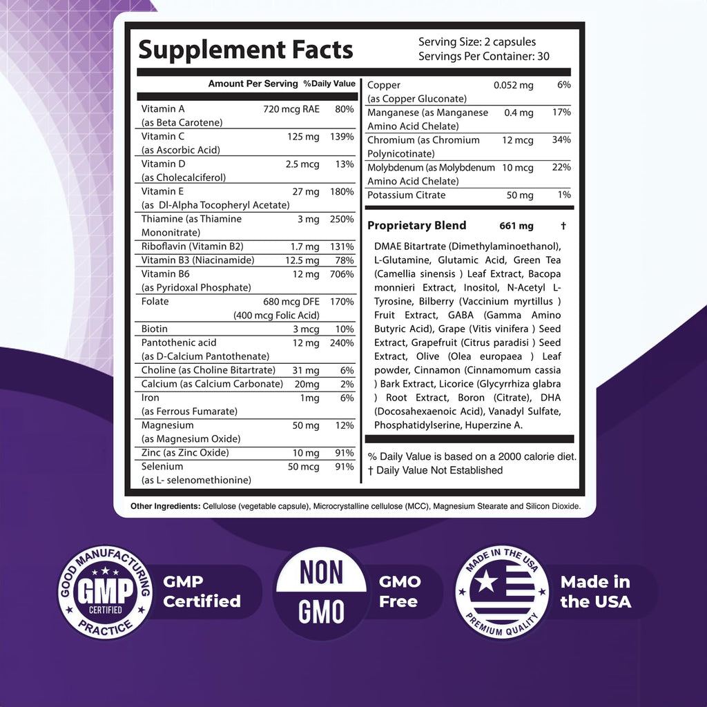 Memopezil – Daily Supplement with Vitamins A,B, C,D,E, Minerals & Botanical Extracts – Clean, Stimulant-Free Formula – GMP-Certified, Non-GMO, Made in USA - 60 Capsules, 30 Servings, 1 Month Supply Nature’s NutriWaveBuy Supplements Australia